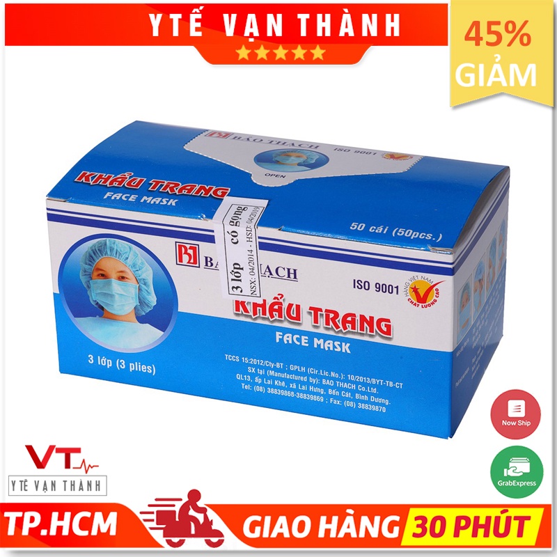 ✅ [HÀNG THẬT!] Khẩu Trang Y Tế- Bảo Thạch (3 Lớp - Hộp 50 Cái) -VT0612