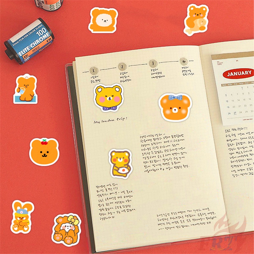 Set 100 nhãn dán trang trí họa tiết Q Kawaii Sunshine Bear độc đáo dễ thương
