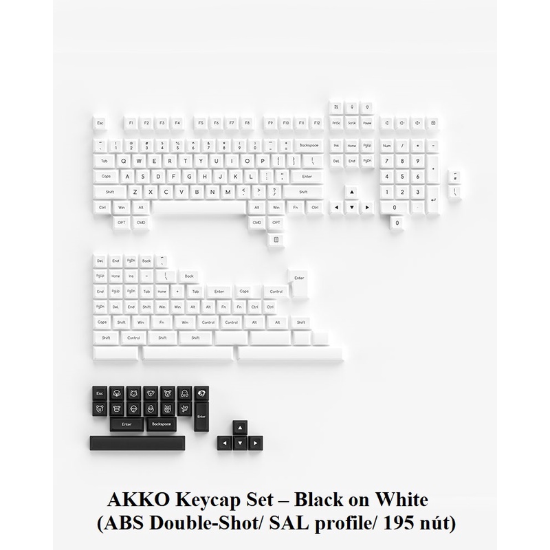 Bộ keycap AKKO SAL profile Black on White I Black Gold I Ocean Star I White on Black  (ABS Double-Shot/ 195 nút)