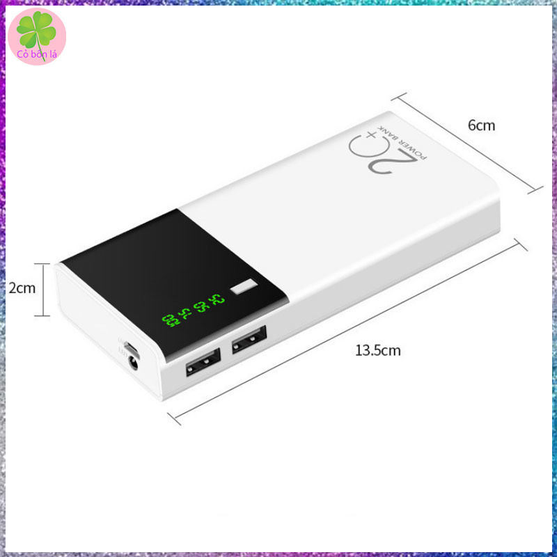 Sạc dự phòng, Pin dự phòng 20000 mAh 2 cổng USB Sạc nhanh,màu trắng nhỏ gọn tiện lợi Tích Hợp Sạc Nhanh Fast Charge