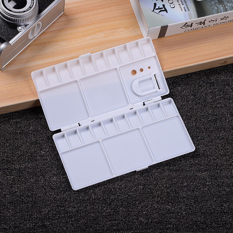 Khay Đựng Màu Nước Bằng Nhựa Trắng Nắp Lật 25 Ngăn Tiện Lợi
