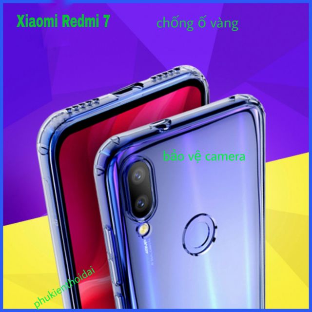 Ốp lưng Xiaomi Redmi 7 dẻo trong suốt chống ố vàng bảo vệ camera ôm khít máy
