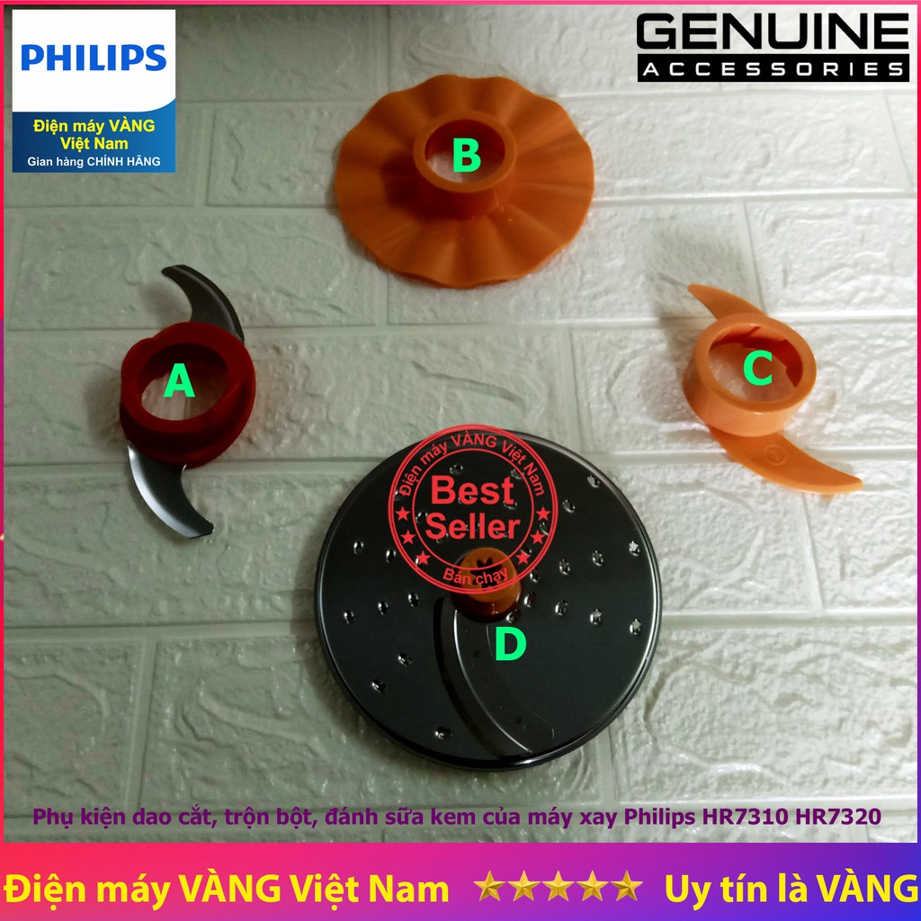 Phụ kiện dao cắt, trộn bột, đánh sữa kem của máy xay Philips HR7310 HR7320