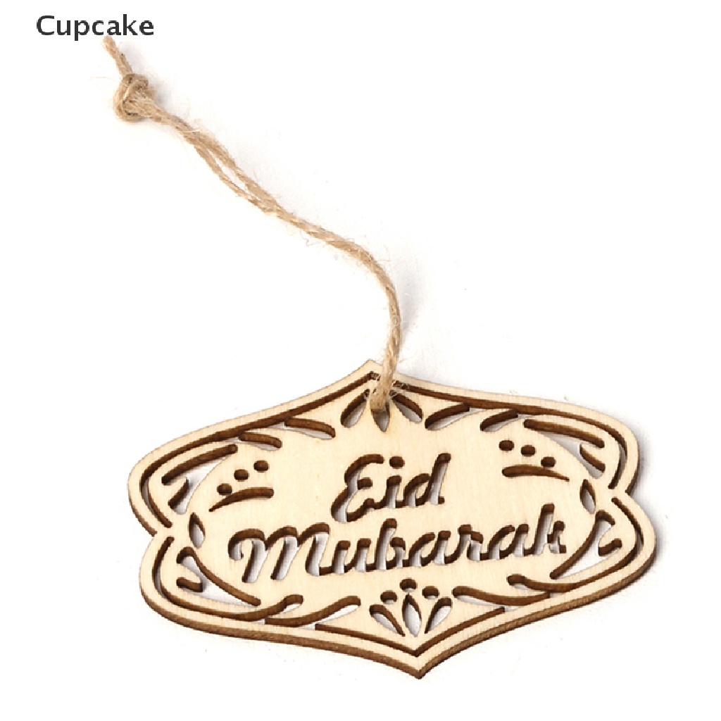 Set 10 Mặt Gỗ Khắc Chữ Eid Mubarak Dùng Để Trang Trí Bánh Cupcake Diy