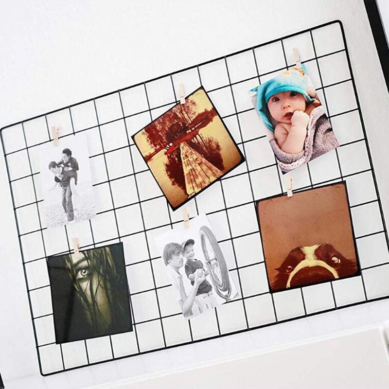 DIY Grid Photo Wall,with Hook, Color Wooden Clip(65 x 45cm,Black)#HAVN