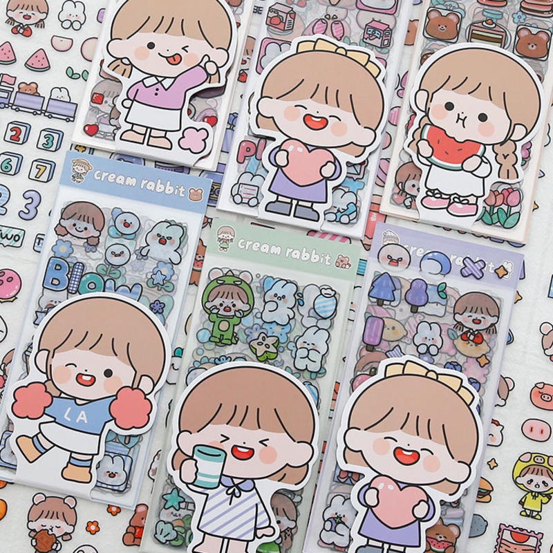 ⭐ iLado ⭐【10PCS】 Sticker telado PET Không Thấm Nước Nhãn Dễ Thương Sticker Hình Dán Cute Trang Trí Sổ Hình Dán Sticker Trang Trí Sổ Dán Sổ Lưu Trữ Sticker Tập Vở Sổ Hiểm Bộ Sticker Nhãn Dán Sổ Chiết Lưu Trữ