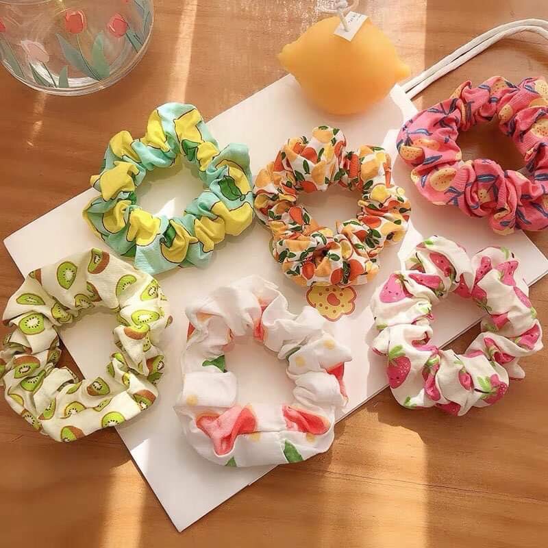 Chun cột tóc Scrunchies trái cây nhiệt đới