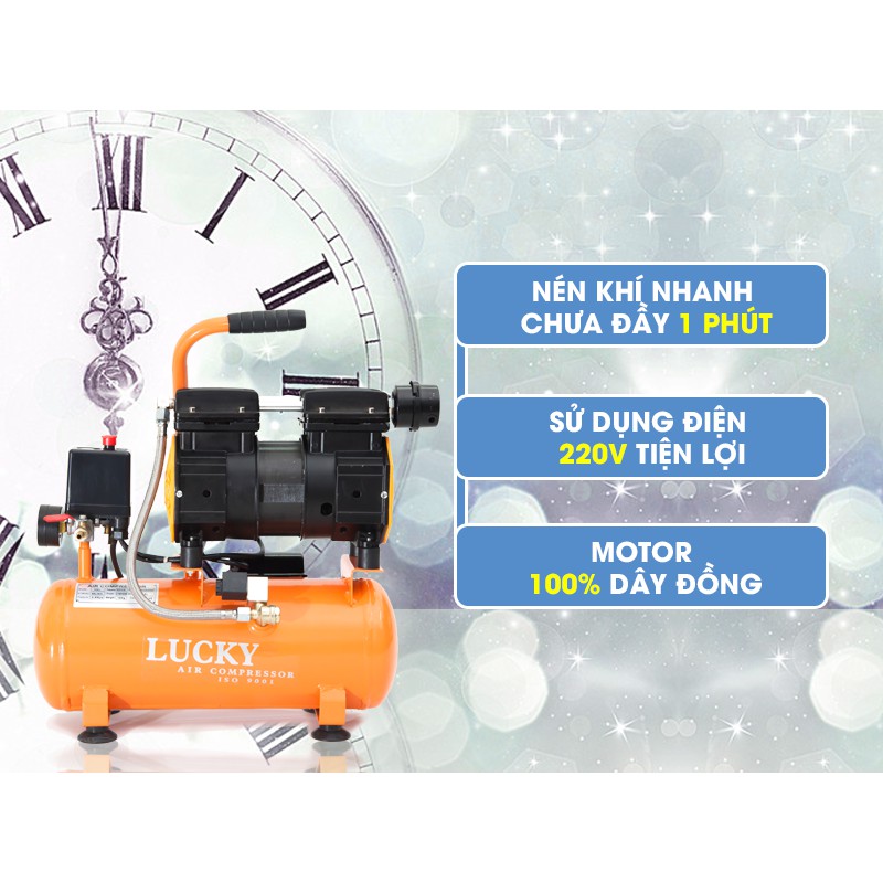 Máy nén khí mini xách tay không dầu Lucky 9 Lít  - Hàng Nhập khẩu