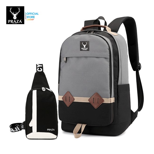 Combo Balo Thời Trang Unisex BL167 &amp; Túi Messenger Thời Trang PRAZA DC090(ĐEN)