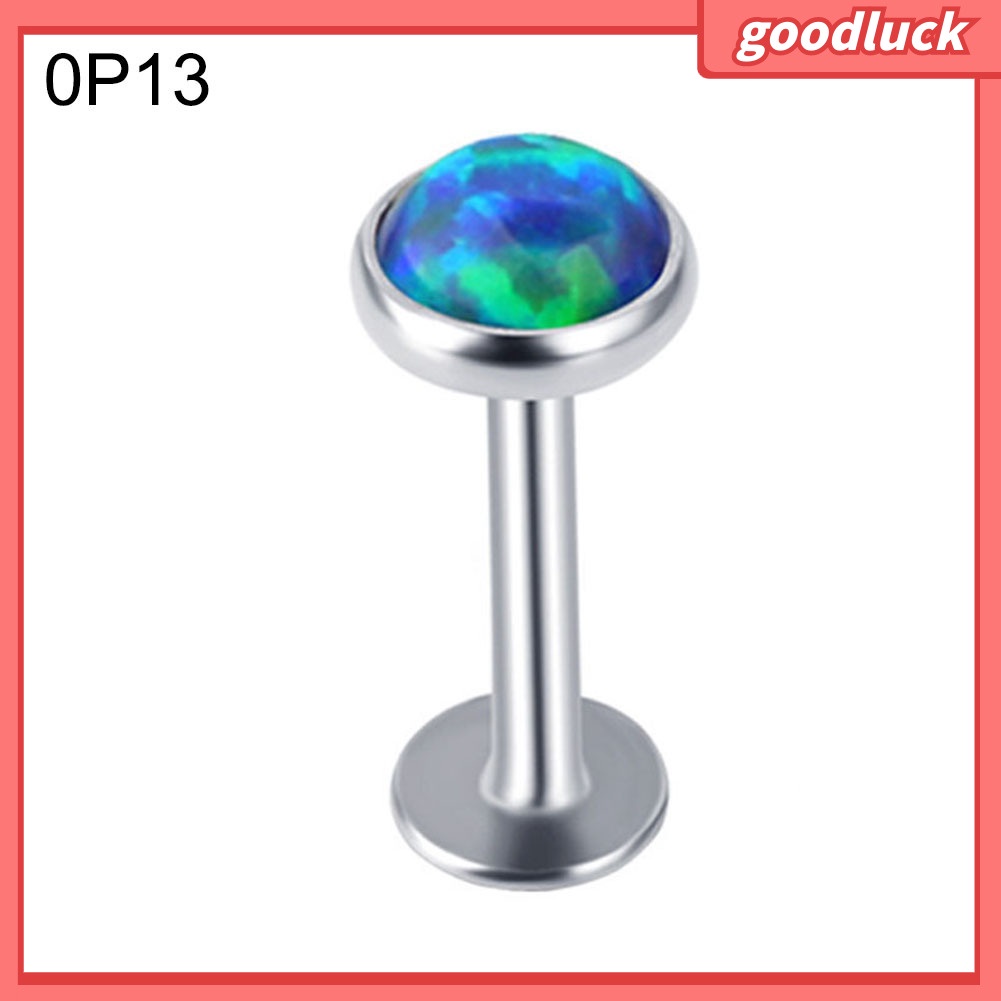 1Pc Đàn ông Phụ nữ Faux Opal Labret Lip Ring Ear Stud Earring Body Xuyên Đồ trang sức