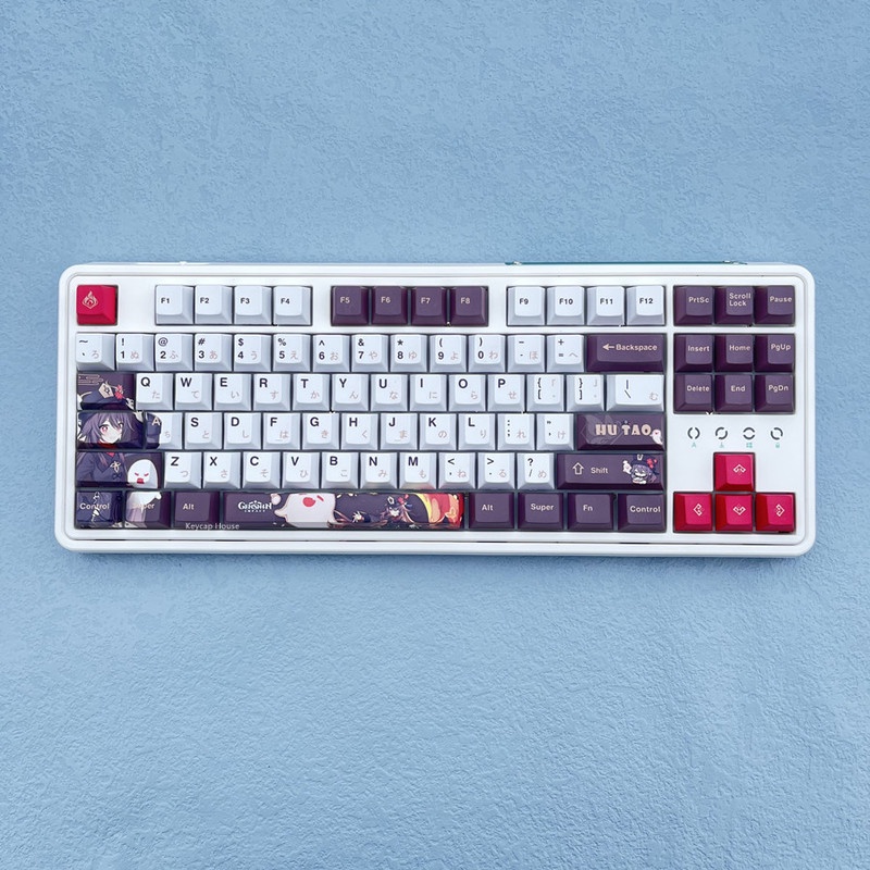 Genshin Impact Keycap Hu Tao Keycap Cherry Profile PBT Dye Thăng hoa Bàn phím cơ Keycap Anime Keycap 133 Phím
