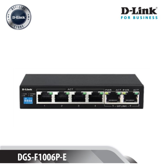 D-LINK DGS-F1006P-E - Bộ chia cổng mạng 250M 6 cổng 10/100/1000 (4 cổng PoE + 2 cổng uplink)