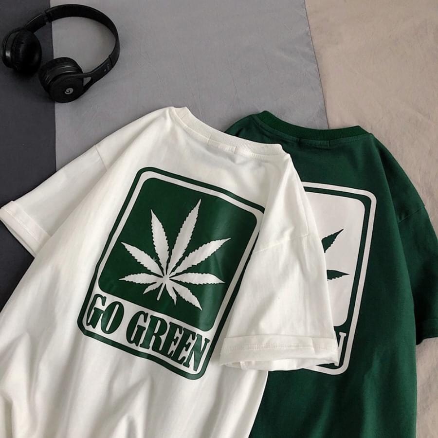 Áo thun unisex dáng rộng Cỏ Go Green cotton hot trend