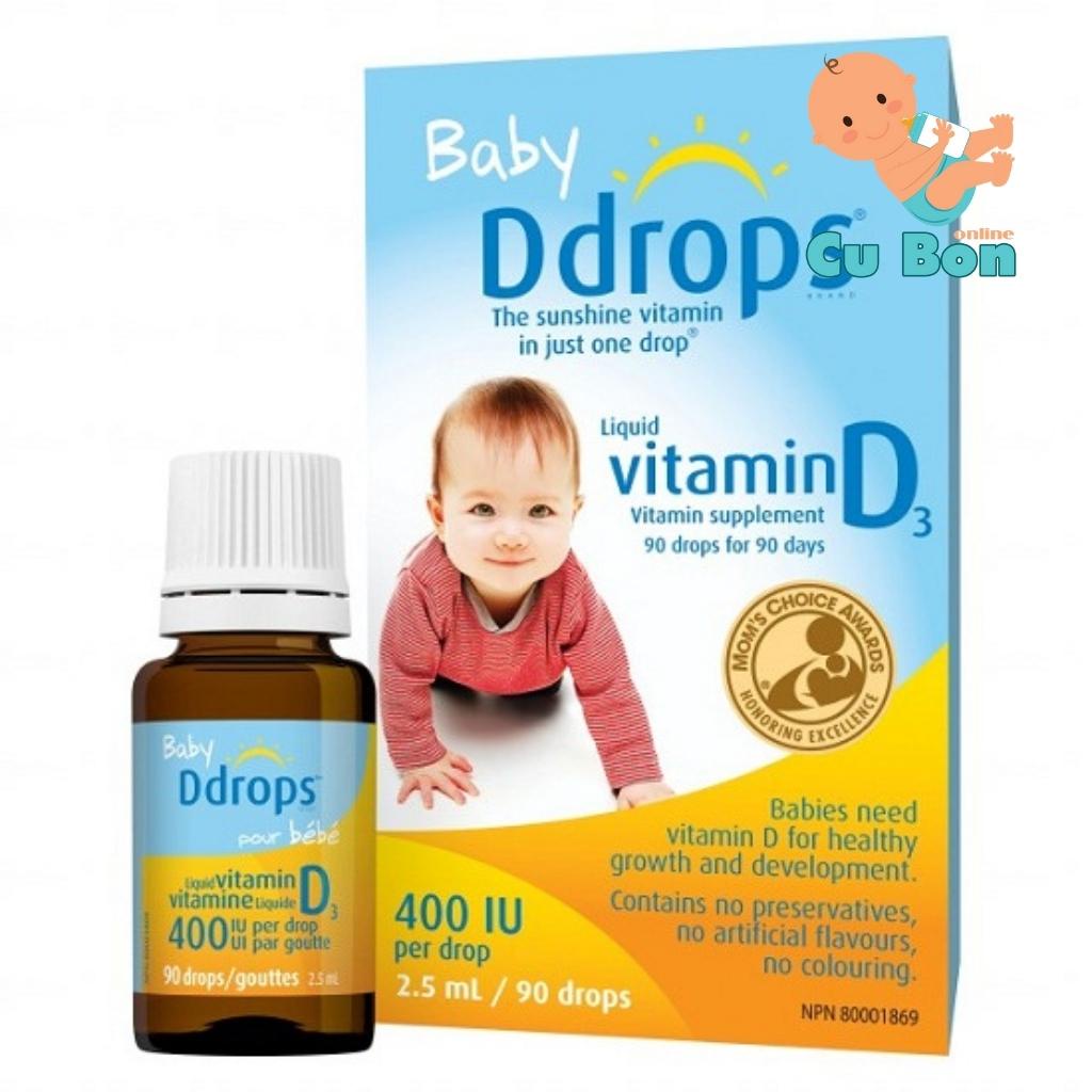 vitamin D3 Baby Ddrops 400 I.U 90 Giọt Cho Bé Sơ Sinh đến 1 tuổi Của Mỹ