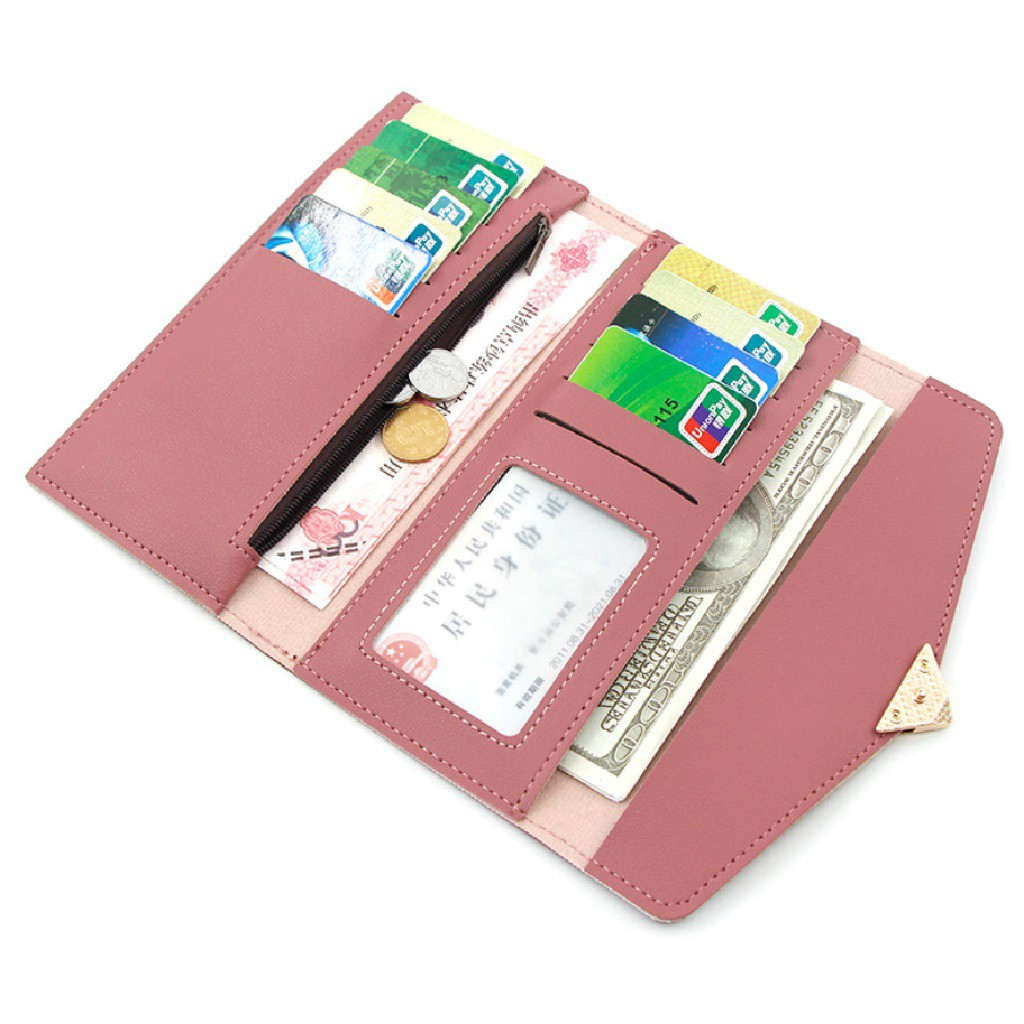 Ví cầm tay nữ LEVAN đẹp cao cấp dài nhiều ngăn giá rẻ nắp gập nhỏ gọn bỏ túi khóa trái tim VINU1K9K.45