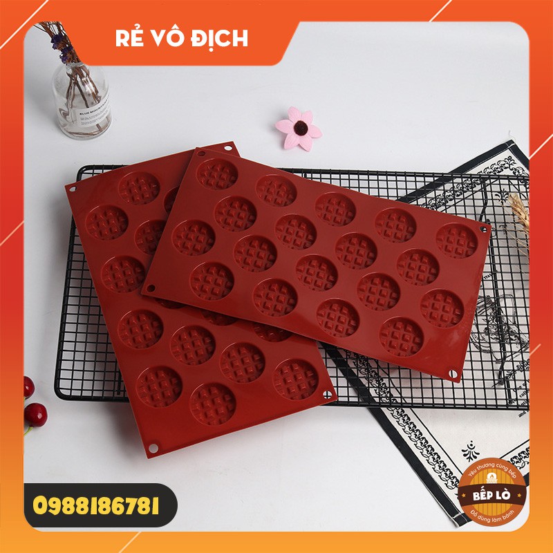 Dụng cụ làm bánh - Khuôn silicon 3D tạo hình 18 bánh quế Waffle làm bánh rau câu, trang trí bánh kem