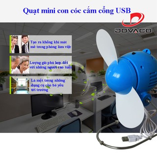 Quạt con cóc mini DOVACO  siêu mát, cắm cổng USB 5V hoặc dùng pin tiểu AA  🚗 FREESHIP🚗