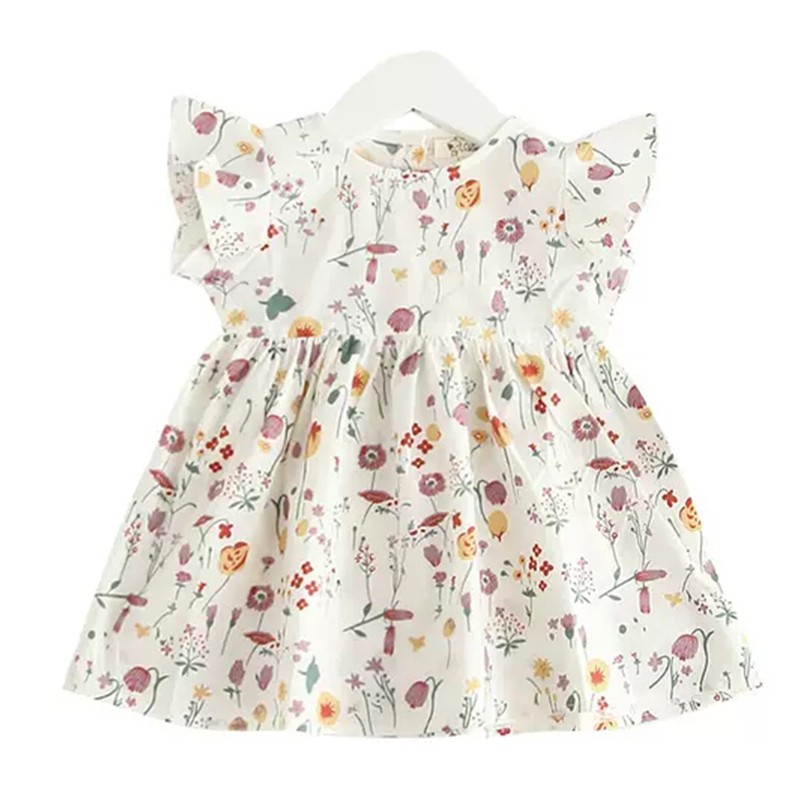 0 - 1 Years Baby Floral Dress Princess Dress Cotton Dress Baby Girls Outfits Ruffles Sleeves Short Sleeves Summer Cute Elegant Graceful Fashionable Breathable