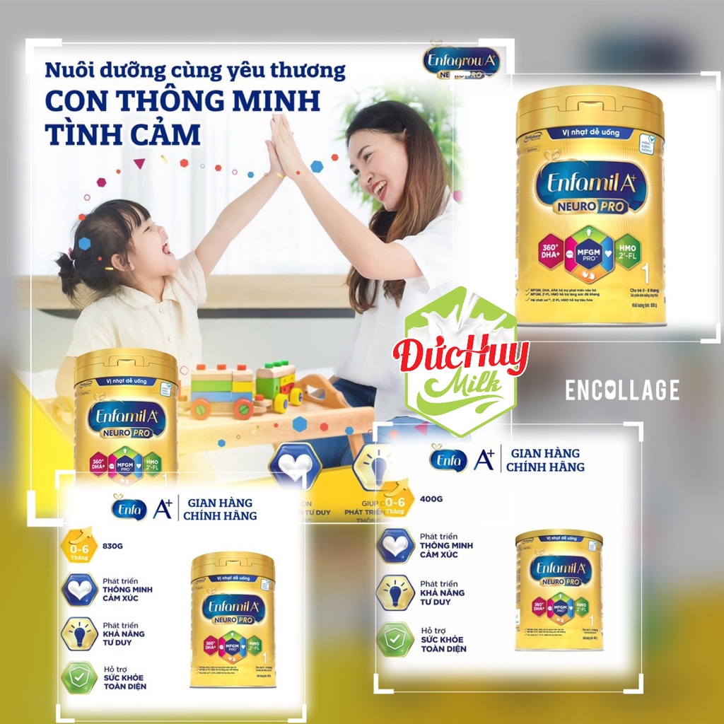 Sữa Bột Enfamil A+ Neuropro 1 - FL HMO Vị Nhạt Dễ Uống  Lon 400g_830g