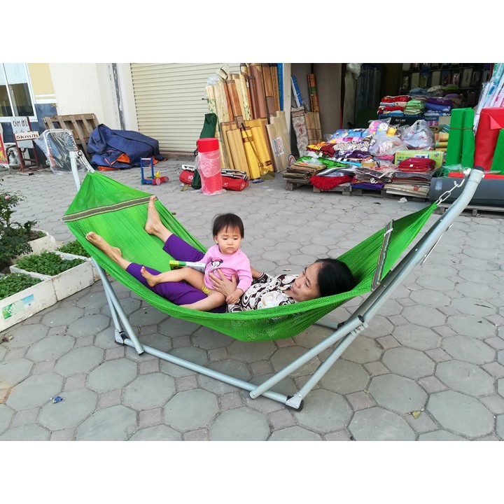 Võng Xếp Sơn Tĩnh Điện Chống Han Rỉ Size Người Lớn+ Tặng Lưới To 1.4kg | Bảo Hành 1 Năm