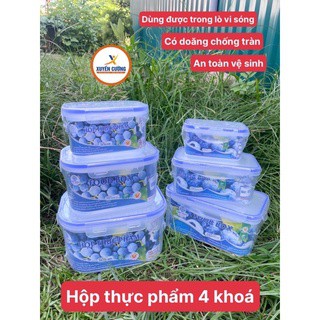 Hộp thực phẩm 4 khóa nhựa Việt Nhật, hộp đựng đồ ăn trong tủ lạnh trống đổ.