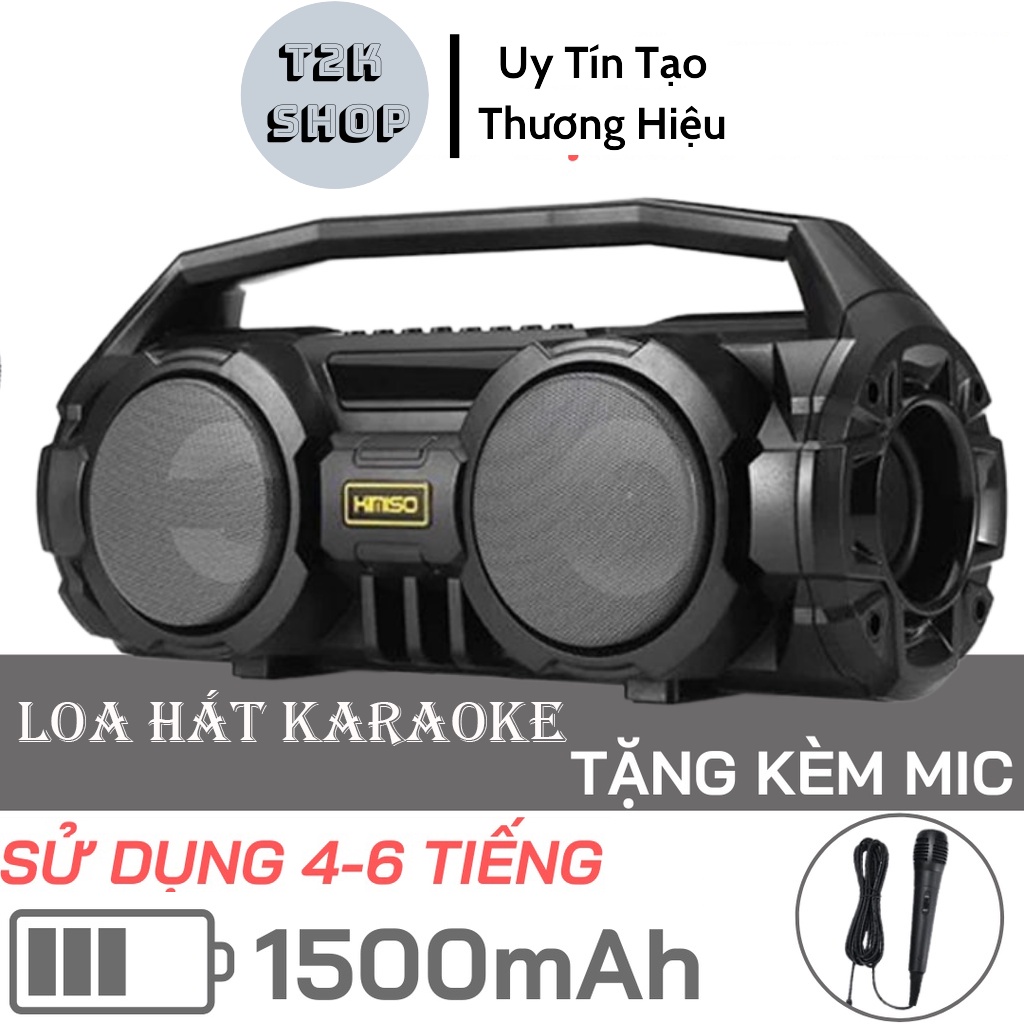 Loa Bluetooth Karaoke KIMISO S1 Xách Tay 2 Bass Cực Mạnh, Tặng Kèm 1 Micro Có Dây Hát Karaoke - T2K Shop