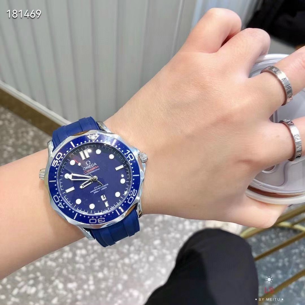 Đồng hồ nam KMEGA om688 dây cao su - size 40mm - máy pin - mặt vân sóng
