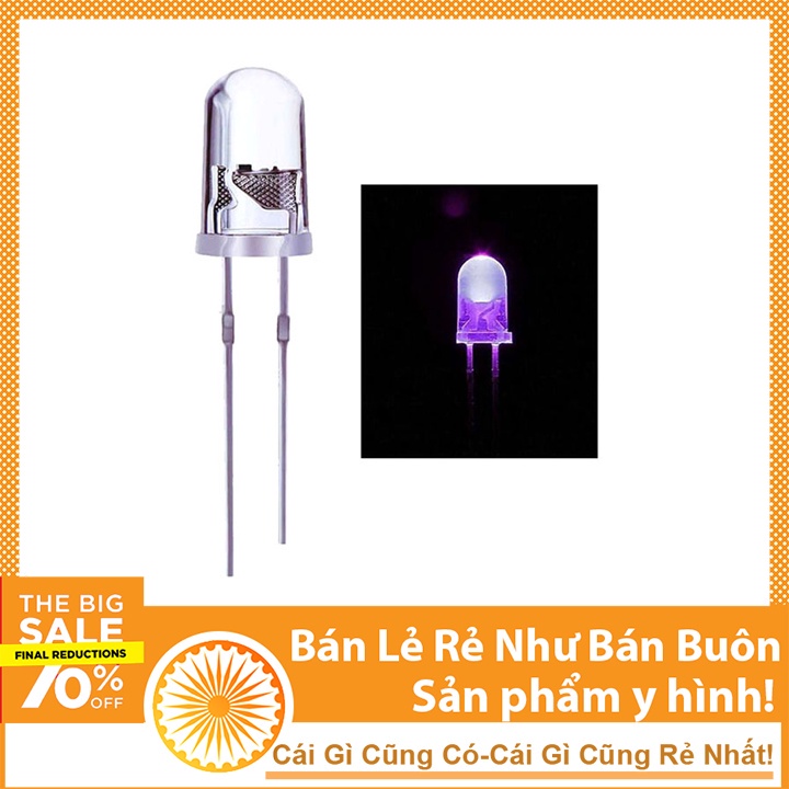 Đèn Led Tím Phi 5mm Siêu Sáng Điện Áp 3V 20mA