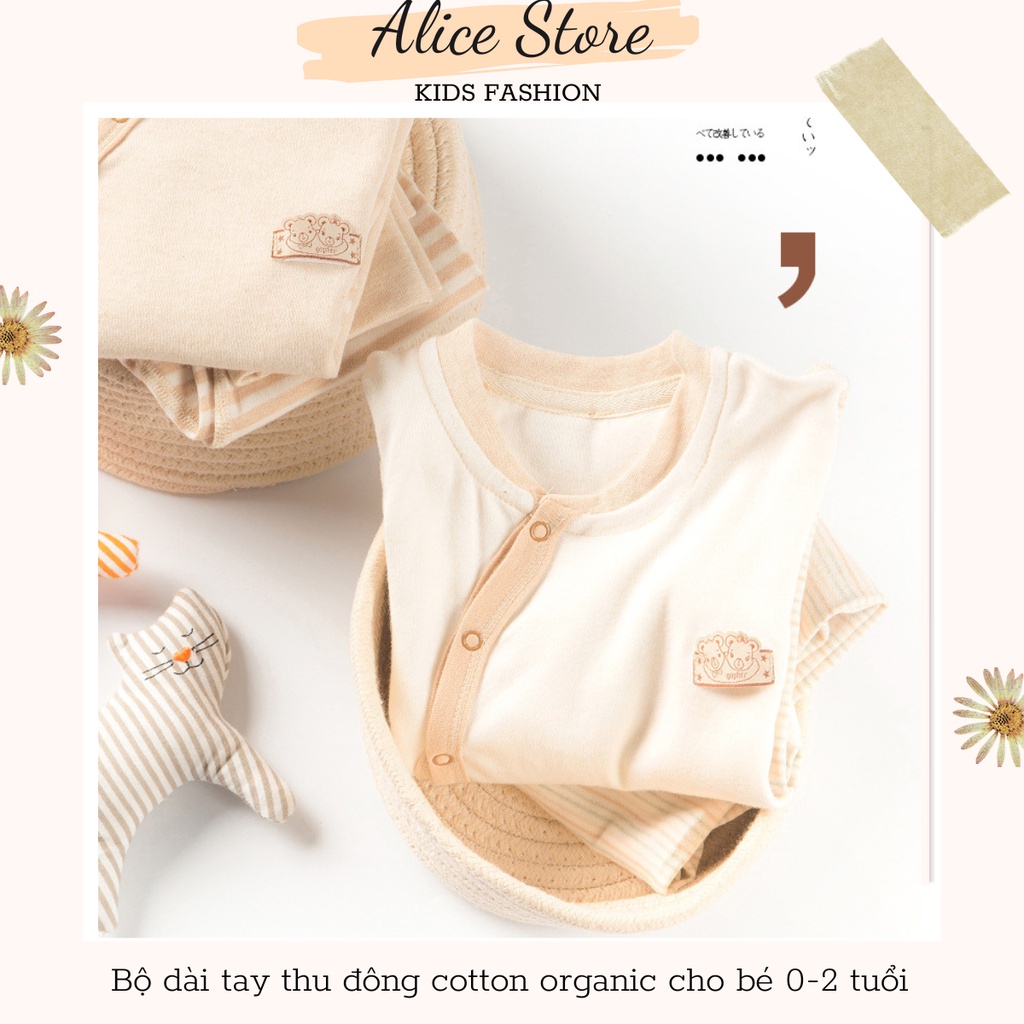 Quần áo trẻ em 💖FREESHIP💖 Bộ quần áo thu đông dài tay cotton hữu cơ tự nhiên 100% cotton organic cho bé 0-2 tuổi