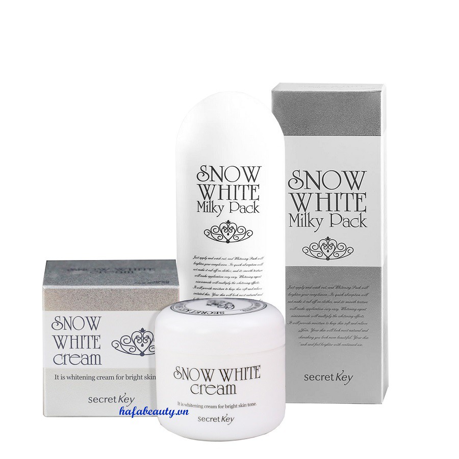 Bộ sản phẩm dưỡng trắng da mặt và body Secret Key Snow White + Tặng kèm 1 Băng đô tai mèo (ngẫu nhiên)