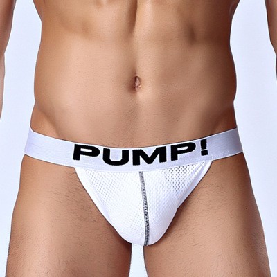 [ORLVS]PUMP Low waist Sexy Gay Jockstrap Men Thong Sports fashion Men underwear Breathable Quick dry Panties H588