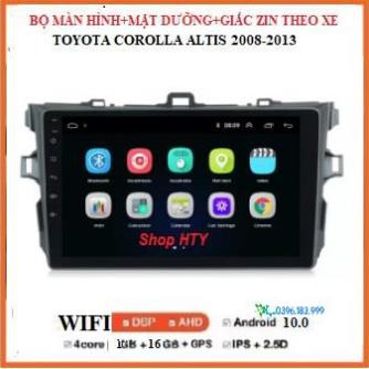 Màn hình ô tô dvd android theo xe Toyota Corolla Altis đời 2008-2013,Combo Bộ đủ:màn+ mặt dưỡng+ giắc zin có hỗ trợ lắp