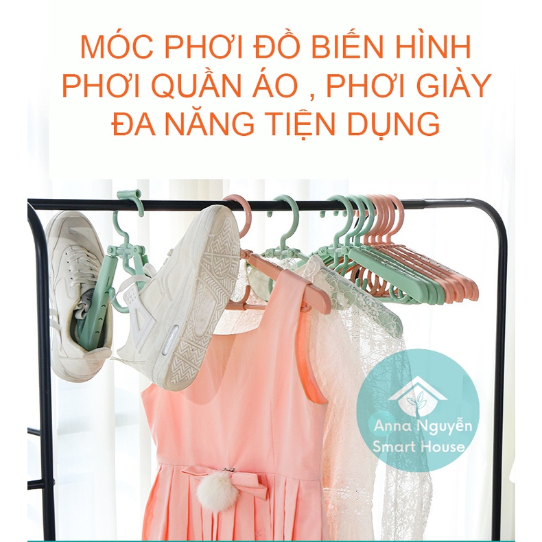 Móc biến hình phơi quần áo, giày đa năng. Có thể gắn móc kẹp vào trong