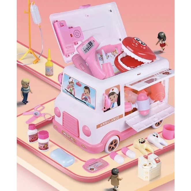 Xe cấp cứu có dùng pin kèm 30 món đồ chơi khám bác sĩ H325A