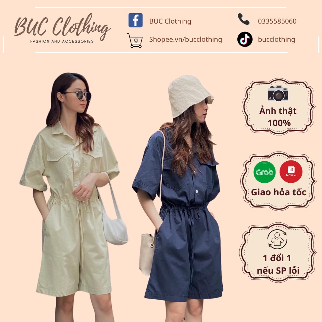 Jum cổ sơ mi túi ngực vải thô trơn form thụng đáng yêu full 4 màu