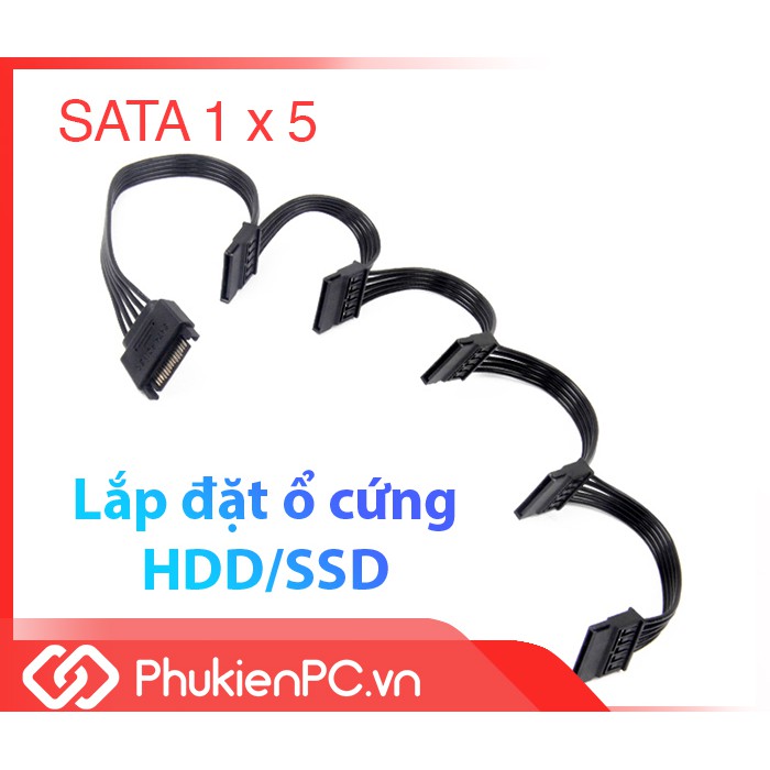 Dây cáp chia nguồn SATA ra 5 SATA 15Pin SSD HDD lắp đặt thêm ổ cứng cho máy tính PC , máy tinh công nghiệp, máy đồng bộ