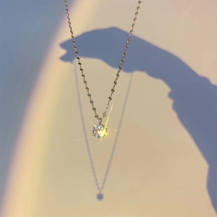 Dây chuyền 19A1397 mặt đính kim cương nhân tạo phong cách Hàn Quốc