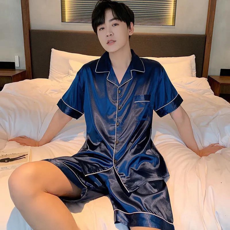 Đồ ngủ lụa băng của nam giới mùa xuân và mùa hè tự trồng trọt cho thanh niên lụa cặp đôi phong cách ở nhà - SIÊU HOT | BigBuy360 - bigbuy360.vn