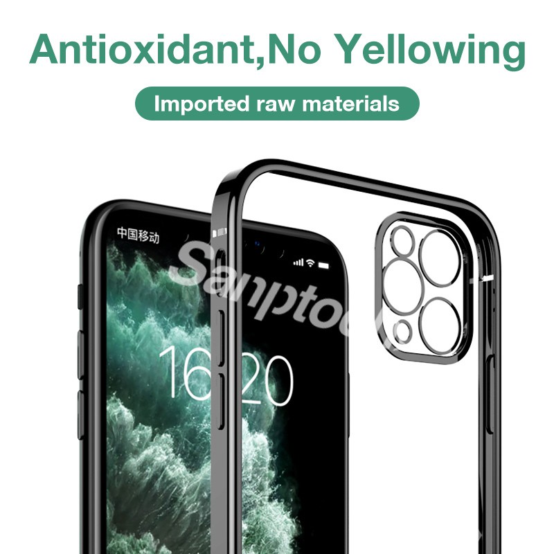 Vỏ điện thoại viền thẳng cổ điển cho iPhone 11 12 Pro Max Mini XR X Xs Max Vỏ bọc TPU mềm cho iPhone 7 8 Plus SE 2020 Vỏ bảo vệ ống kính đầy đủ