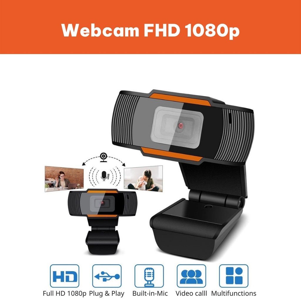 Webcam Kẹp Máy Tính Có Mic Full HD 1080p-USB Học Online Zoom Meeting