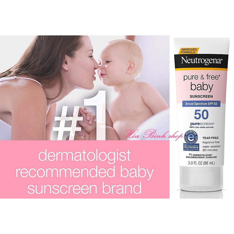 Kem chống nắng dịu nhẹ cho trẻ em Neutrogena Pure & Free Baby Sunscreen Broad Spectrum SPF 50+