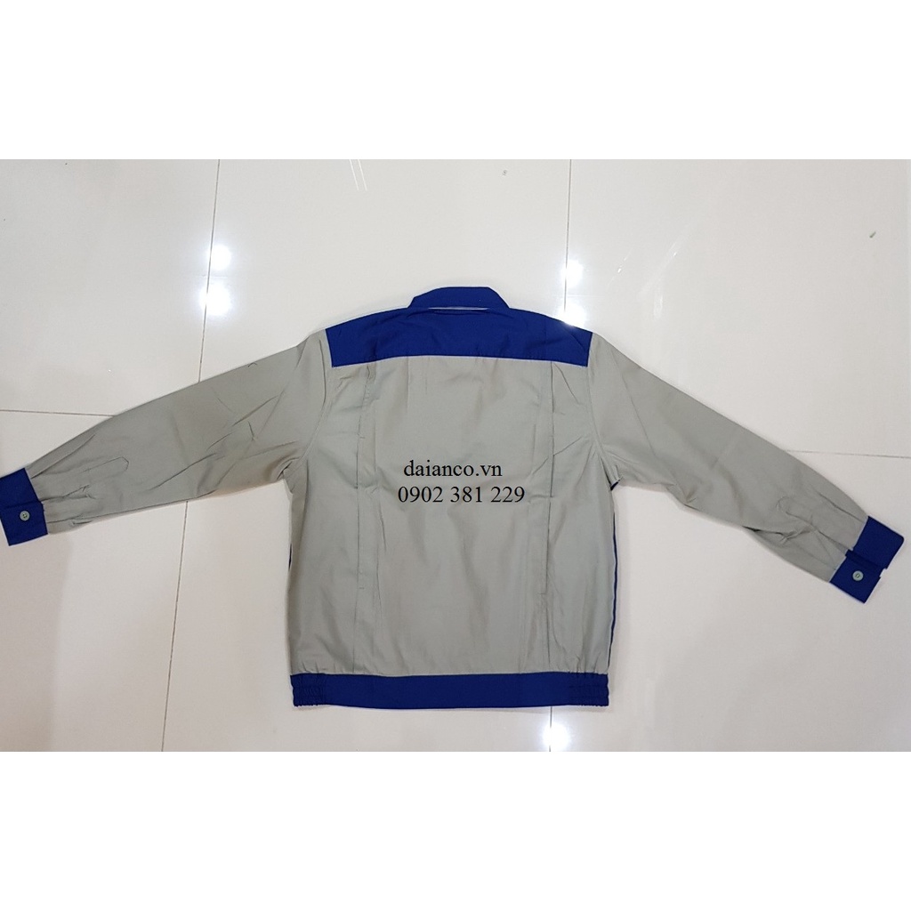 Quần áo bảo hộ lao động ghi phối xanh không xù lông, thoáng mát DA05