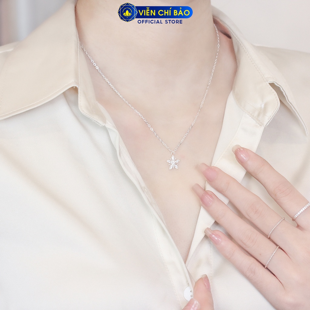 Dây chuyền bạc nữ Hoa Mai đính đá bạc 925 thời trang phụ kiện trang sức nữ Viễn Chí Bảo D400553