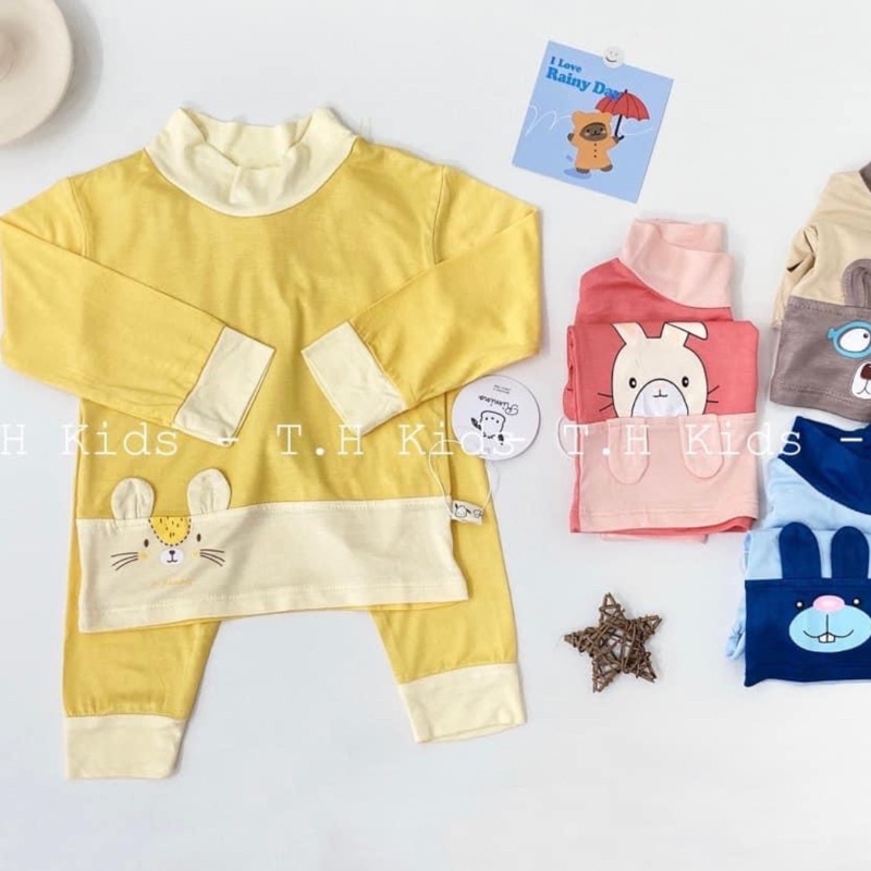 Quần áo dài tay thu đông cho bé, đồ bộ dài tay bé trai bé gái chất thun lạnh minky tai thật, quần áo trẻ em