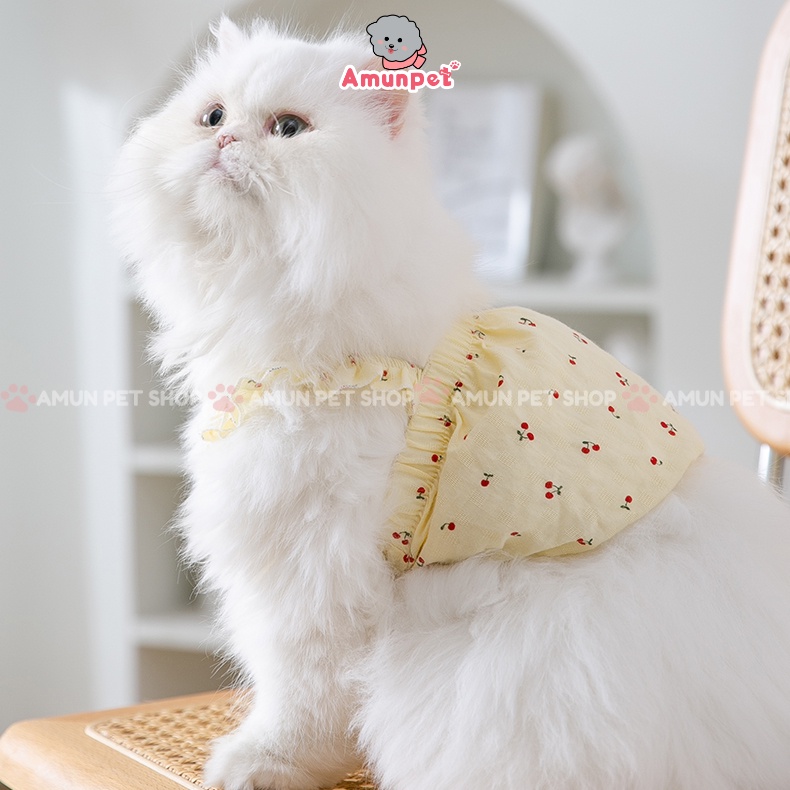 Áo Cho Chó Mèo Hoạ Tiết Quả Cherry Phong Cách Hàn Quốc Dễ Thương Quần Áo Thời Trang Thú Cưng Cao Cấp Giá Rẻ Amun Pet