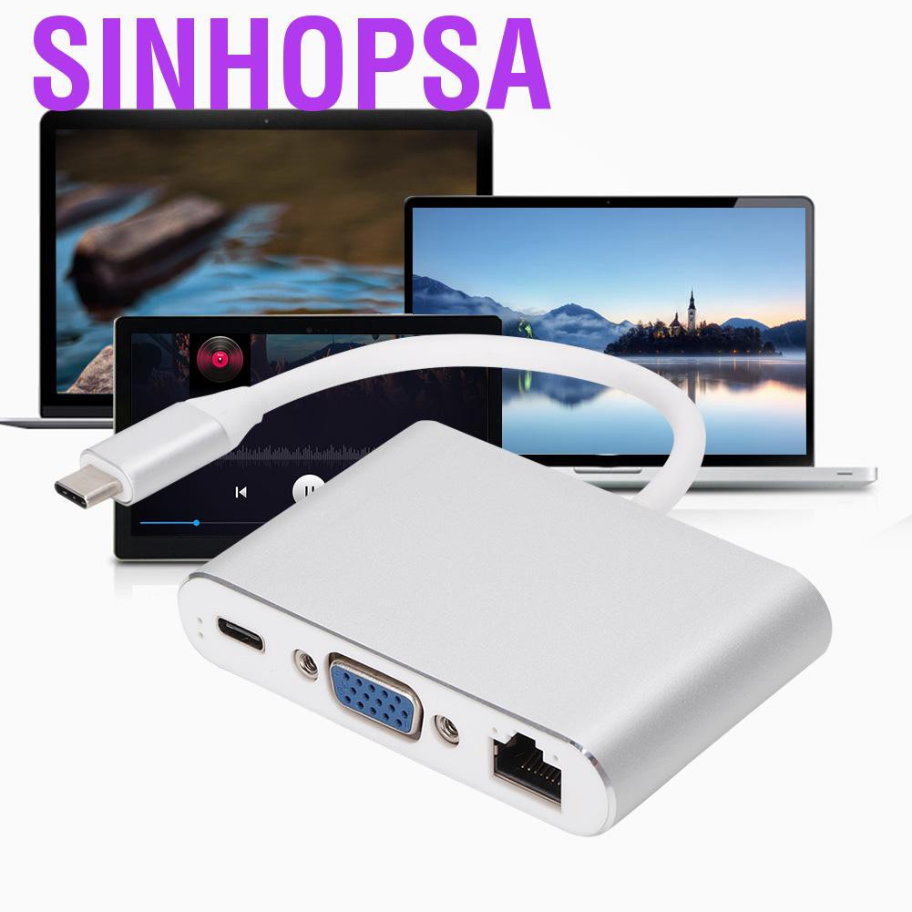 Sinhopsa Multi-Functional Type-C To HDMI+VGA+USB Hub 5 In 1 USB3.0 Converter Adapter