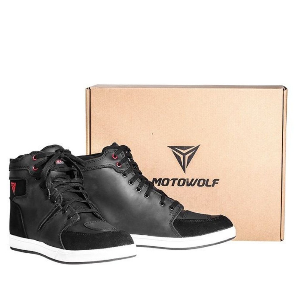 Giày Bảo Hộ Motowolf Dáng Sneaker Cổ Cao Cho Nam Màu Đen Churnix