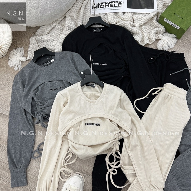 Sét thể thao dúm hông 3 chi tiết