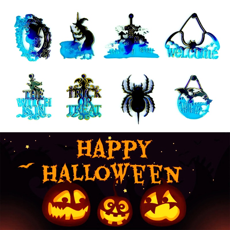 Khuôn Silicone Làm Móc Khóa Hình Phù Thủy Halloween Lấp Lánh DIY