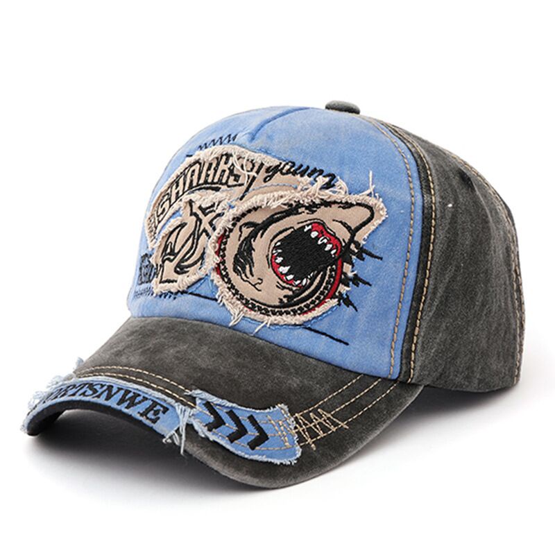 Nón Lưỡi Trai Thêu Hình Cá Mập 3D Phong Cách Âu Mỹ